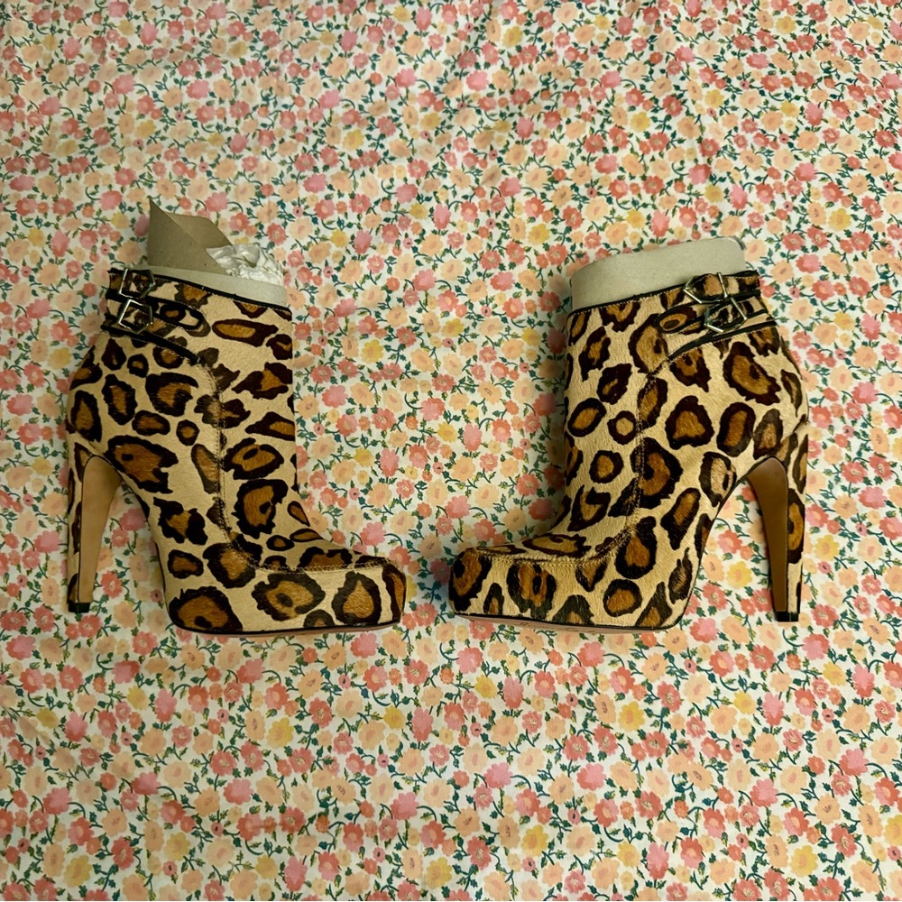 Sam Edelman Leopard Print Calf Hair Pointy Toe Bootie Size 7 - Picture 2 of 5